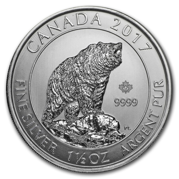 1.5 oz Canadian Silver Grizzly Bear Coin (2017)